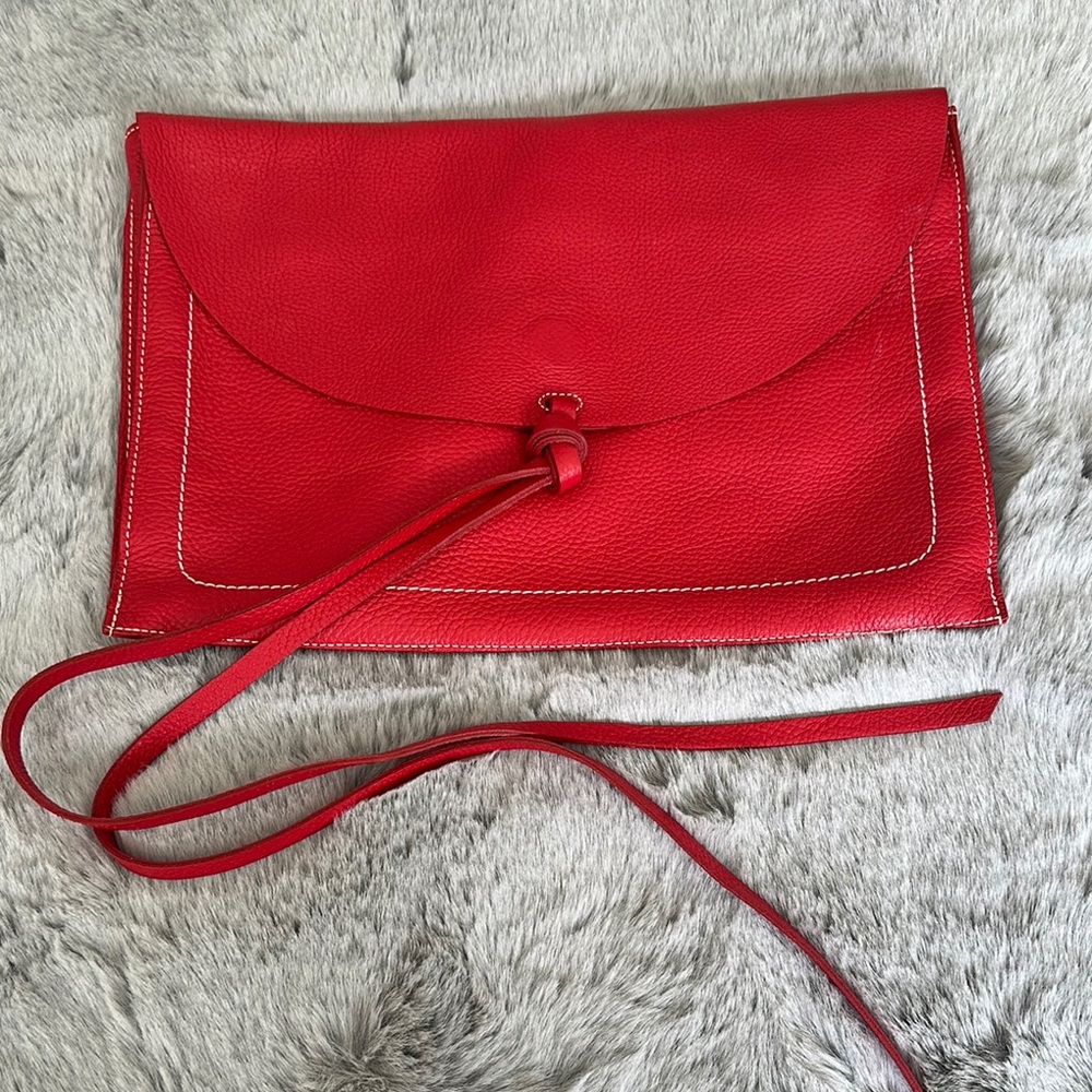 Zara Red Leather Envelope Clutch